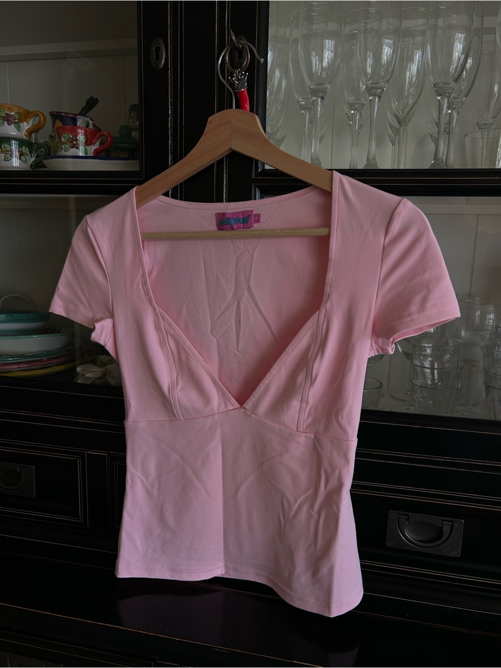 Edikted Pink Logo Label Tank Top
